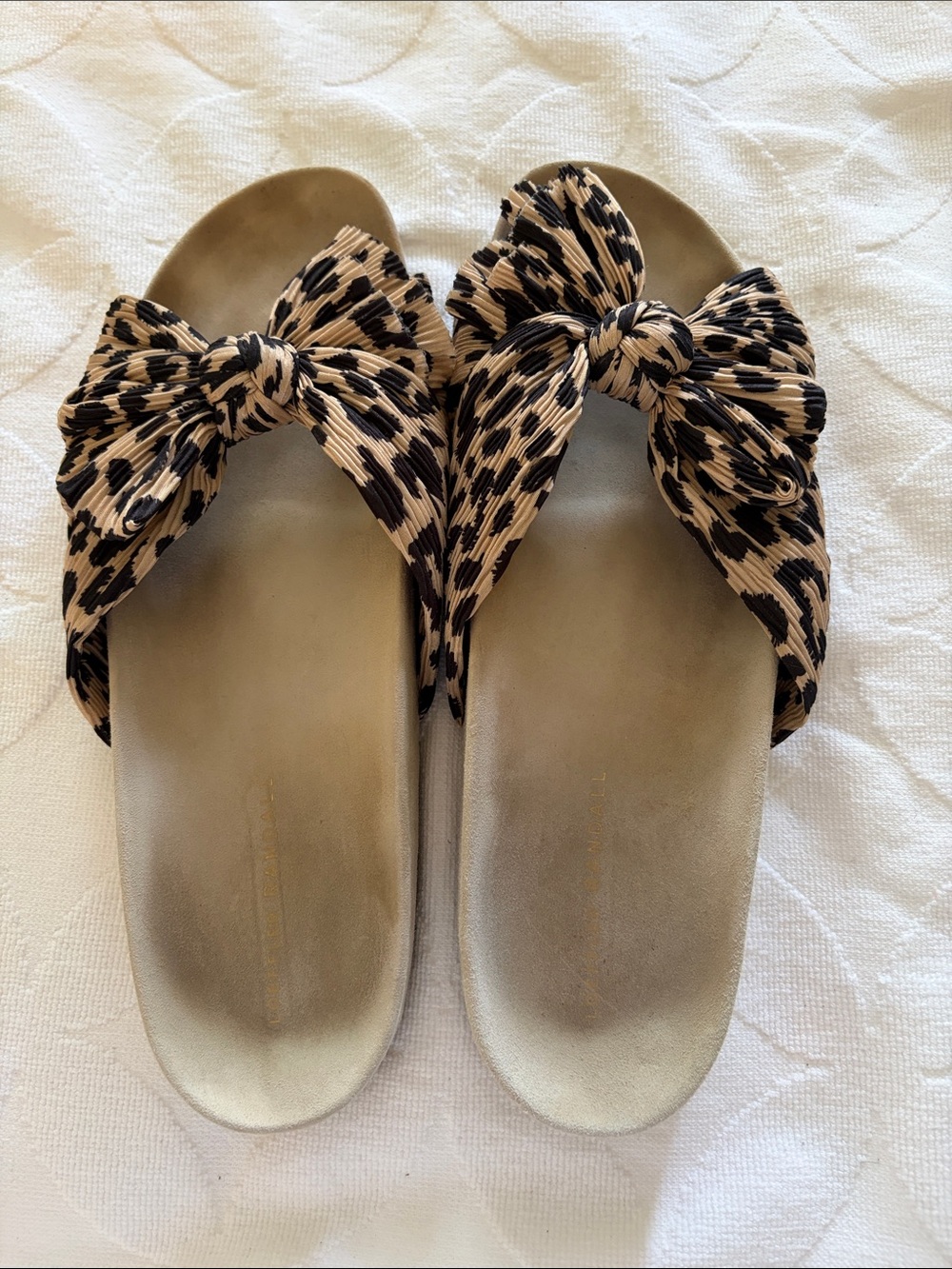 Loeffler Randall Leopard Bow Slide Sandals